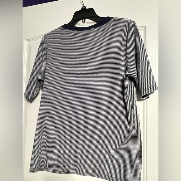 KAREN SCOTT COTTON SHORT SLEEVE TEE BLUE AND WHITE STRIPED - Picture 2 of 3